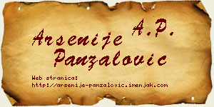 Arsenije Panzalović vizit kartica